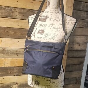 Chic Navy Crossbody Bag with Black Details Nylon